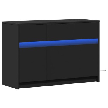 vidaXL Έπιπλο Τηλεόρασης με LED Μαύρο 91x34x61cm από Επεξ. Ξύλο