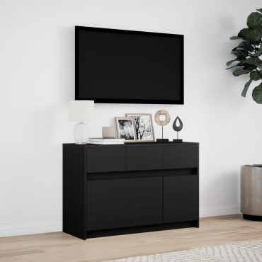 vidaXL Έπιπλο Τηλεόρασης με LED Μαύρο 91x34x61cm από Επεξ. Ξύλο