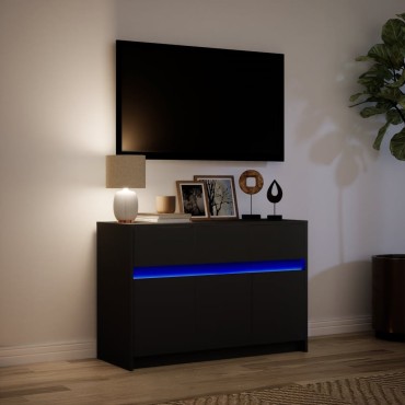vidaXL Έπιπλο Τηλεόρασης με LED Μαύρο 91x34x61cm από Επεξ. Ξύλο