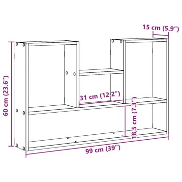 vidaXL Ραφιέρα Τοίχου Γκρι Sonoma 99x15x60cm Επεξεργασμένο Ξύλο 1 τεμ.