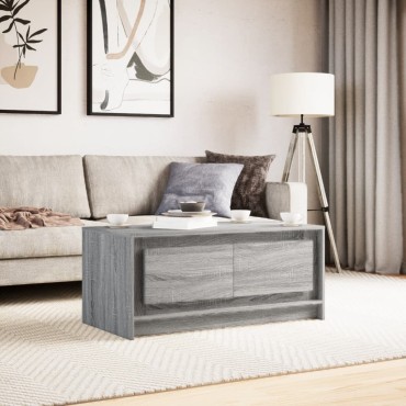 vidaXL Τραπεζάκι Σαλονιού με Φώτα LED Γκρι Sonoma Επεξ. Ξύλο 100x50x43,5cm 1 τεμ.