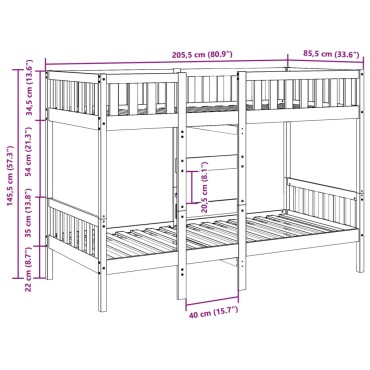 vidaXL Κουκέτα 80x200cm από Μασίφ Ξύλο Πεύκου 1 τεμ. - Μονό