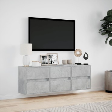 vidaXL Έπιπλο Τηλεόρασης με LED Γκρι Σκυροδέματος 130x31x45cm