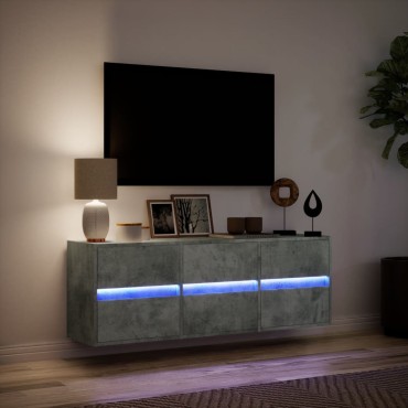vidaXL Έπιπλο Τηλεόρασης με LED Γκρι Σκυροδέματος 130x31x45cm