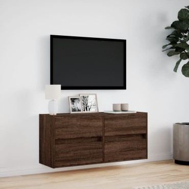 vidaXL Έπιπλο Τοίχου Τηλεόρασης με LED Καφέ Δρυς 100x31x45cm