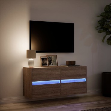 vidaXL Έπιπλο Τοίχου Τηλεόρασης με LED Καφέ Δρυς 100x31x45cm