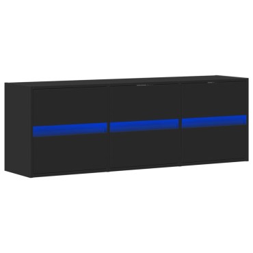vidaXL Έπιπλο Τοίχου Τηλεόρασης με LED Μαύρο 130x31x45cm