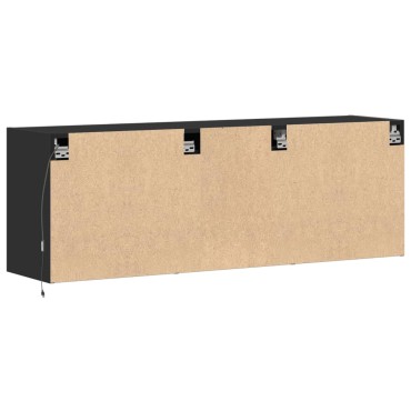 vidaXL Έπιπλο Τοίχου Τηλεόρασης με LED Μαύρο 130x31x45cm