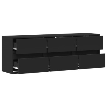 vidaXL Έπιπλο Τοίχου Τηλεόρασης με LED Μαύρο 130x31x45cm
