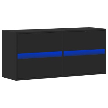 vidaXL Έπιπλο Τοίχου Τηλεόρασης με LED Μαύρο 100x31x45cm