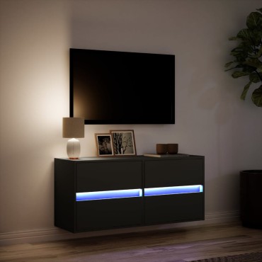 vidaXL Έπιπλο Τοίχου Τηλεόρασης με LED Μαύρο 100x31x45cm