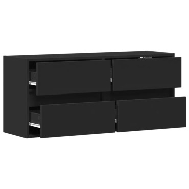 vidaXL Έπιπλο Τοίχου Τηλεόρασης με LED Μαύρο 100x31x45cm