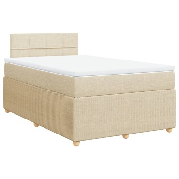 vidaXL Κρεβάτι Boxspring με Στρώμα Κρεμ 120x200cm Υφασμάτινο 1 τεμ. - Μονό