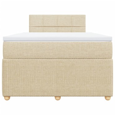 vidaXL Κρεβάτι Boxspring με Στρώμα Κρεμ 120x200cm Υφασμάτινο 1 τεμ. - Μονό