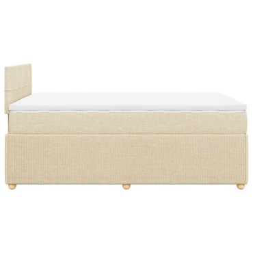 vidaXL Κρεβάτι Boxspring με Στρώμα Κρεμ 120x200cm Υφασμάτινο 1 τεμ. - Μονό