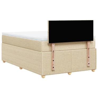 vidaXL Κρεβάτι Boxspring με Στρώμα Κρεμ 120x200cm Υφασμάτινο 1 τεμ. - Μονό