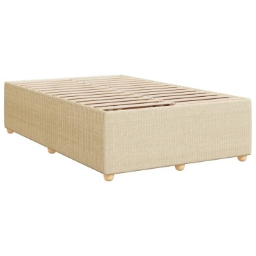 vidaXL Κρεβάτι Boxspring με Στρώμα Κρεμ 120x200cm Υφασμάτινο 1 τεμ. - Μονό