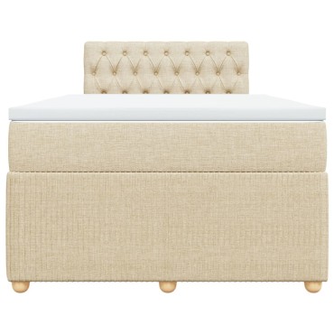 vidaXL Κρεβάτι Boxspring με Στρώμα Κρεμ 120x200cm Υφασμάτινο 1 τεμ. - Μονό