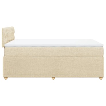 vidaXL Κρεβάτι Boxspring με Στρώμα Κρεμ 120x200cm Υφασμάτινο 1 τεμ. - Μονό