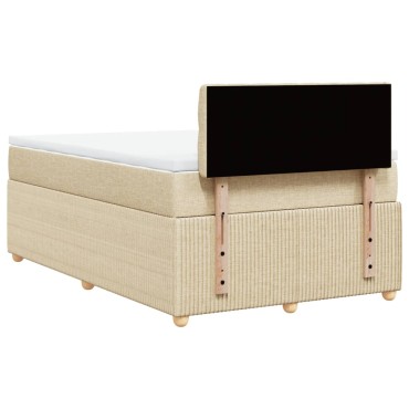 vidaXL Κρεβάτι Boxspring με Στρώμα Κρεμ 120x200cm Υφασμάτινο 1 τεμ. - Μονό