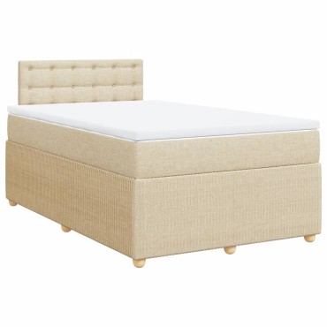 vidaXL Κρεβάτι Boxspring με Στρώμα Κρεμ 120x200cm Υφασμάτινο 1 τεμ. - Μονό