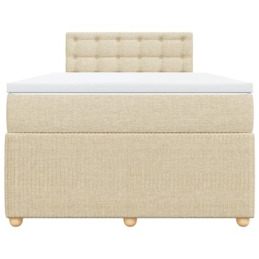 vidaXL Κρεβάτι Boxspring με Στρώμα Κρεμ 120x200cm Υφασμάτινο 1 τεμ. - Μονό