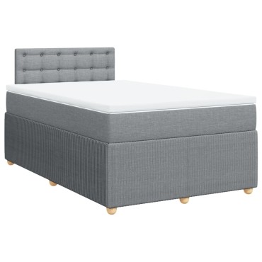 vidaXL Κρεβάτι Boxspring με Στρώμα Ανοιχτό Γκρι 120x200cm Υφασμάτινο 1 τεμ. - Μονό