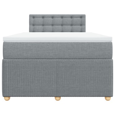 vidaXL Κρεβάτι Boxspring με Στρώμα Ανοιχτό Γκρι 120x200cm Υφασμάτινο 1 τεμ. - Μονό
