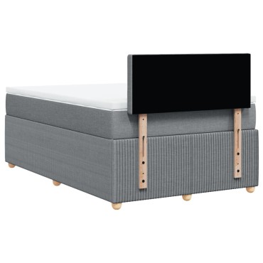 vidaXL Κρεβάτι Boxspring με Στρώμα Ανοιχτό Γκρι 120x200cm Υφασμάτινο 1 τεμ. - Μονό