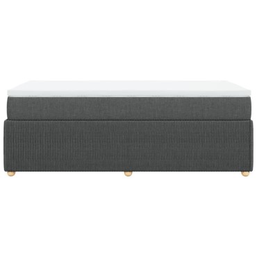 vidaXL Κρεβάτι Boxspring με Στρώμα Σκούρο Γκρι 90x200 εκ. Υφασμάτινο
