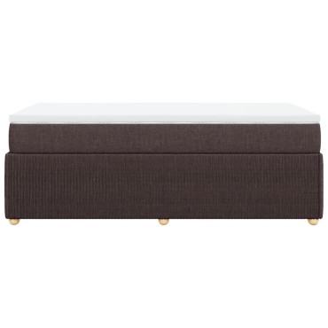 vidaXL Κρεβάτι Boxspring με Στρώμα Σκούρο Καφέ 100x200 εκ. Υφασμάτινο