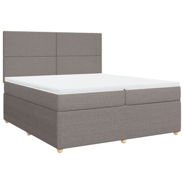 vidaXL Κρεβάτι Boxspring με Στρώμα Taupe 200x200 εκ. Υφασμάτινο