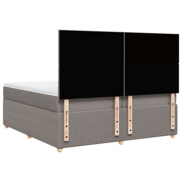 vidaXL Κρεβάτι Boxspring με Στρώμα Taupe 200x200 εκ. Υφασμάτινο