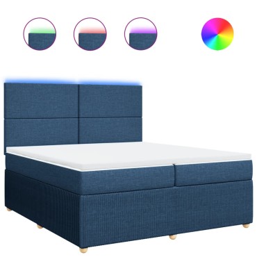 vidaXL Κρεβάτι Boxspring με Στρώμα Μπλε 200x200cm Υφασμάτινο 1 τεμ. - Διπλό