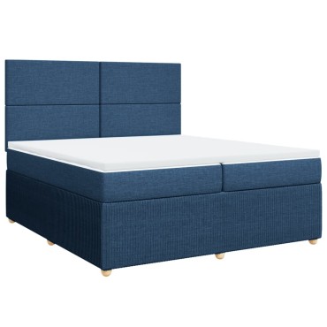 vidaXL Κρεβάτι Boxspring με Στρώμα Μπλε 200x200cm Υφασμάτινο 1 τεμ. - Διπλό