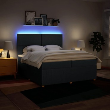 vidaXL Κρεβάτι Boxspring με Στρώμα Μπλε 200x200cm Υφασμάτινο 1 τεμ. - Διπλό