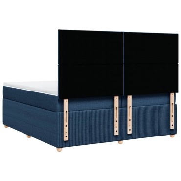 vidaXL Κρεβάτι Boxspring με Στρώμα Μπλε 200x200cm Υφασμάτινο 1 τεμ. - Διπλό