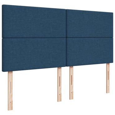 vidaXL Κρεβάτι Boxspring με Στρώμα Μπλε 200x200cm Υφασμάτινο 1 τεμ. - Διπλό
