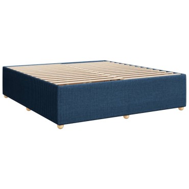 vidaXL Κρεβάτι Boxspring με Στρώμα Μπλε 200x200cm Υφασμάτινο 1 τεμ. - Διπλό