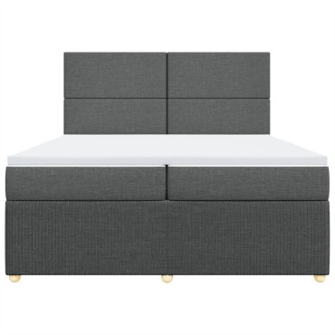 vidaXL Κρεβάτι Boxspring με Στρώμα Σκούρο Γκρι 200x200 εκ. Υφασμάτινο