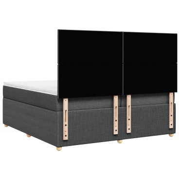 vidaXL Κρεβάτι Boxspring με Στρώμα Σκούρο Γκρι 200x200 εκ. Υφασμάτινο