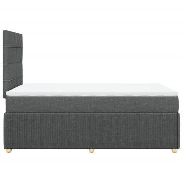 vidaXL Κρεβάτι Boxspring με Στρώμα Σκούρο Γκρι 120x200 εκ. Υφασμάτινο