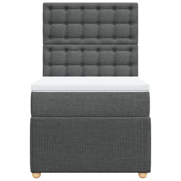 vidaXL Κρεβάτι Boxspring με Στρώμα Σκούρο Γκρι 90x200 εκ. Υφασμάτινο