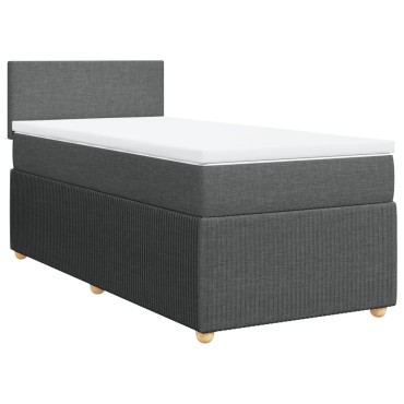 vidaXL Κρεβάτι Boxspring με Στρώμα Σκούρο Γκρι 90x200 εκ. Υφασμάτινο