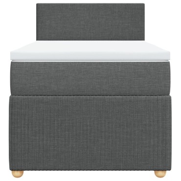 vidaXL Κρεβάτι Boxspring με Στρώμα Σκούρο Γκρι 90x200 εκ. Υφασμάτινο