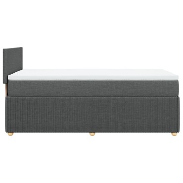 vidaXL Κρεβάτι Boxspring με Στρώμα Σκούρο Γκρι 90x200 εκ. Υφασμάτινο