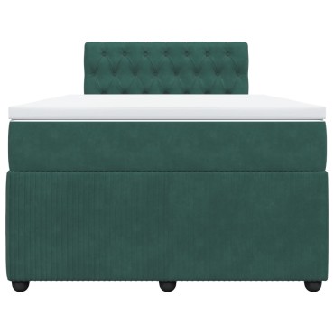 vidaXL Κρεβάτι Boxspring με Στρώμα Σκούρο Πράσινο 120x200εκ. Βελούδινο