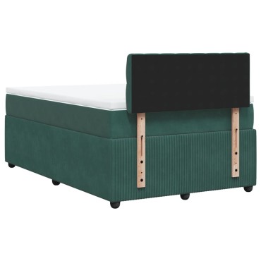 vidaXL Κρεβάτι Boxspring με Στρώμα Σκούρο Πράσινο 120x200εκ. Βελούδινο