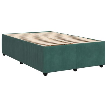vidaXL Κρεβάτι Boxspring με Στρώμα Σκούρο Πράσινο 120x200εκ. Βελούδινο