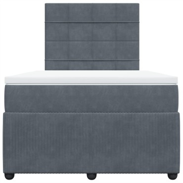 vidaXL Κρεβάτι Boxspring με Στρώμα Σκούρο Γκρι 120x200 εκ. Βελούδινο